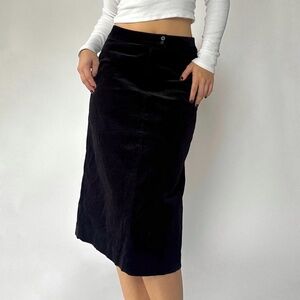 H&M Black Corduroy Midi Skirt Size 16